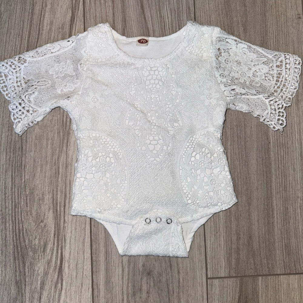 Elegant White Lace Baby One Piece